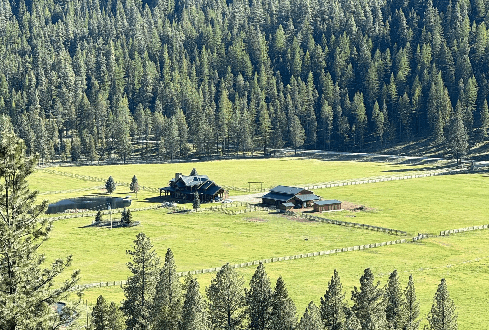 Gus Creek Ranch house with mountain views